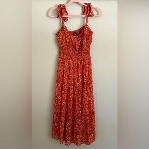 Trixxi Orange Floral Midi Dress